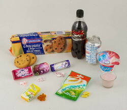 Various forms of food and beverages containing sweetener