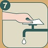 Use a paper towel to turn off the tap if not automatic or foot operated