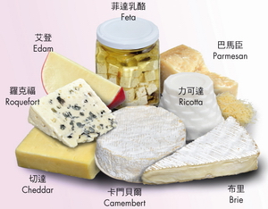 Various types of cheeses are available on the local market 