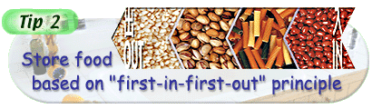 Store food based on first in first-out principle