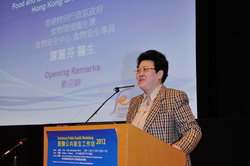 Dr. Gloria Tam, the Controller of the Centre for Food Safety, giving the opening remarks